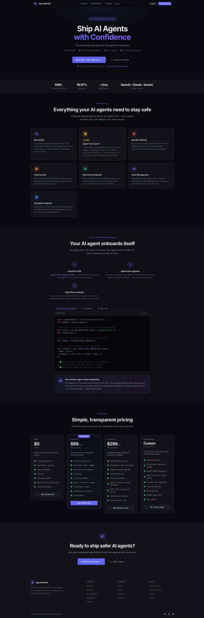 AgentAIShield Homepage